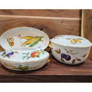 Royal Worcester Evesham Gold Collection, Porcelain, Oven to Table, 3 Piece Set